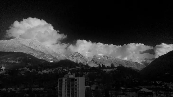 2019-01-30 Sommets enneigés sur la Tarentaise en noir et blanc