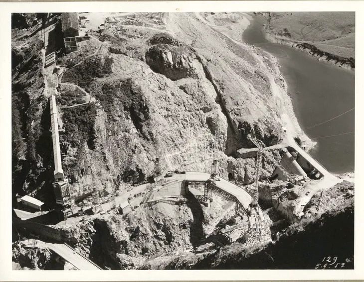 Vue belvédère côté col du pré des débuts du chantier