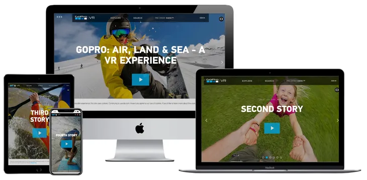 Écrans page d’accueil GoPro VR