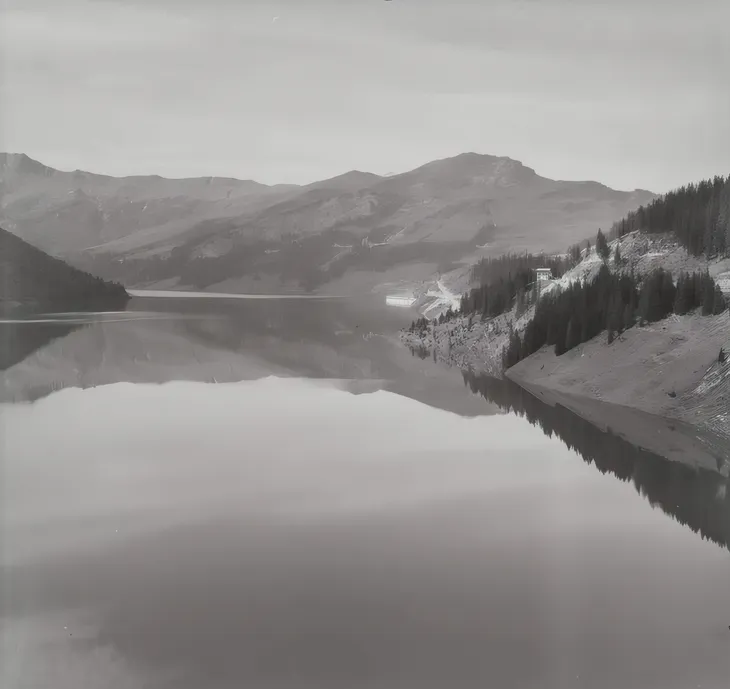Lac et barrage en septembre 1967