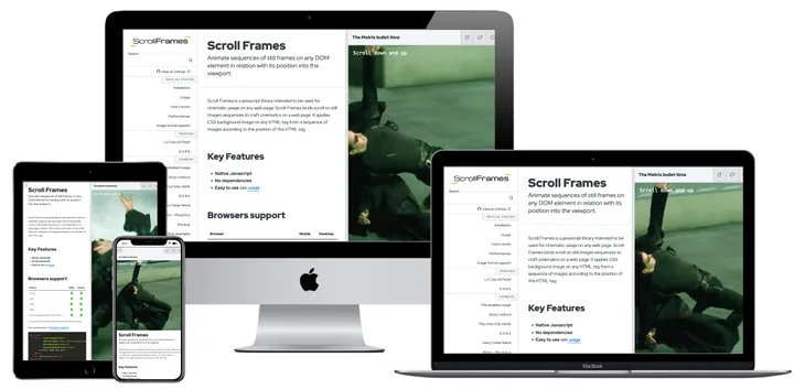 Écrans Librairie JS Scroll Frames