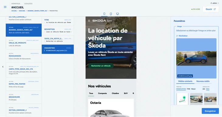 Écrans CMS sfMelody